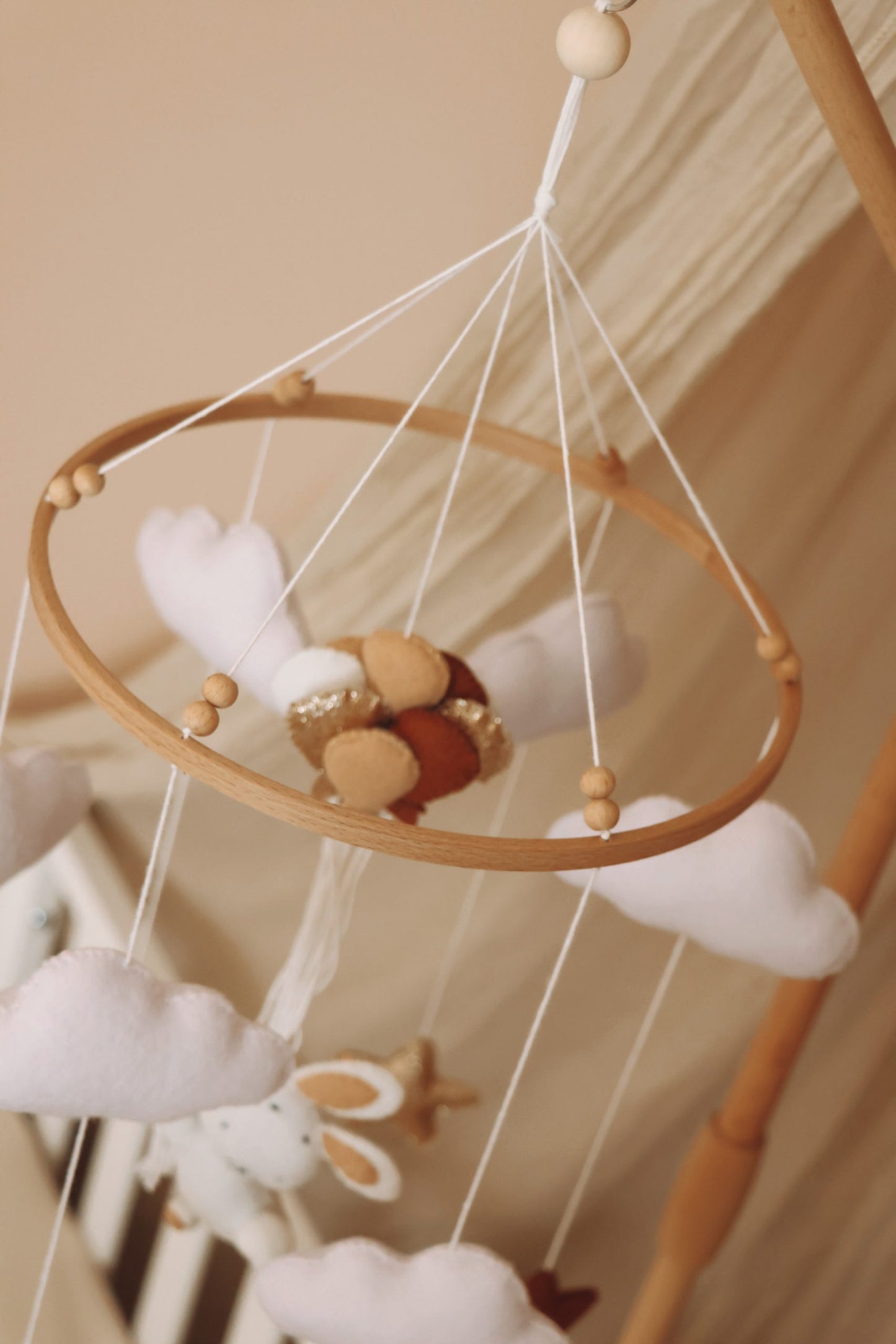 Handmade Bunny baby mobile bordeaux