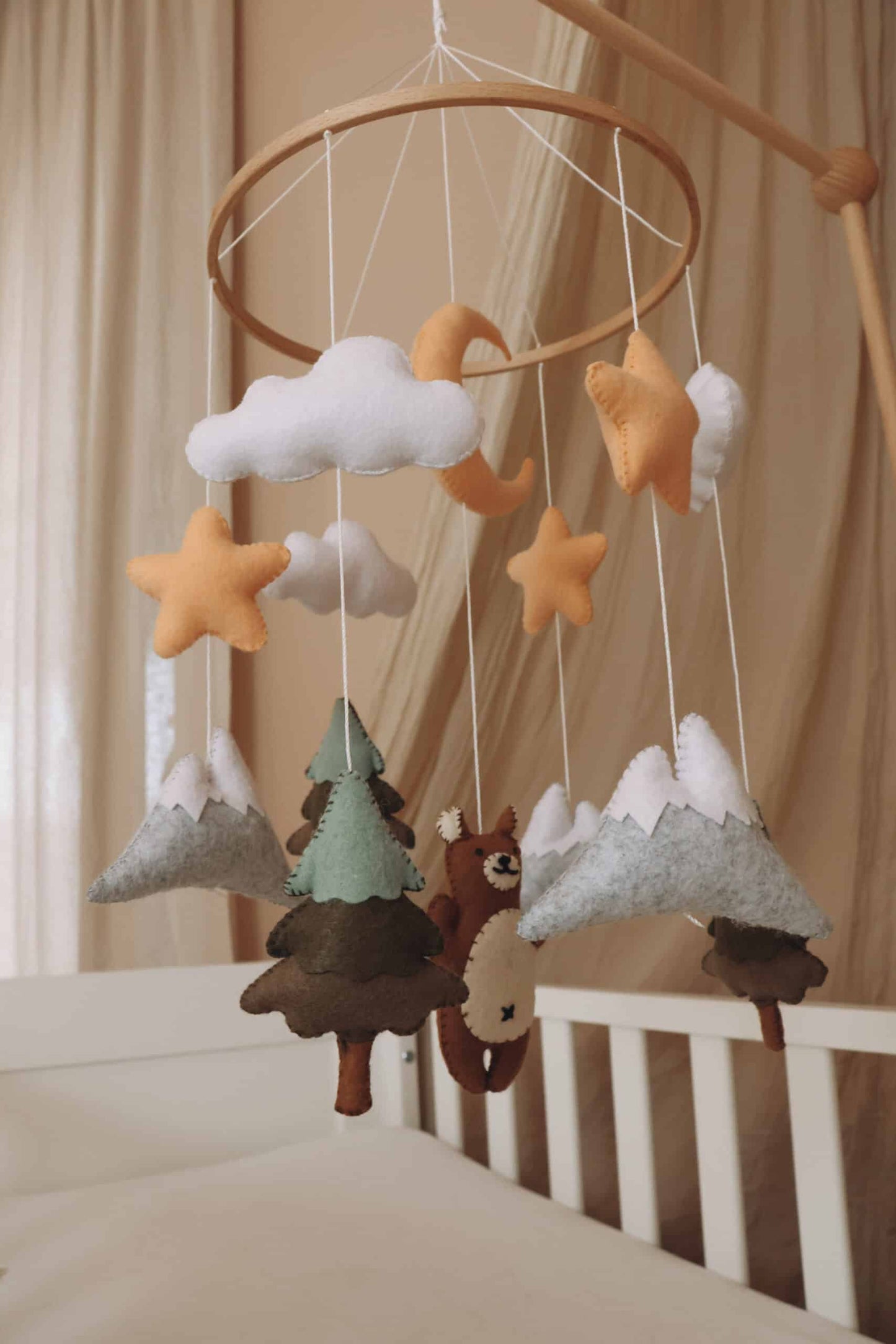Handmade Brown Bear baby mobile