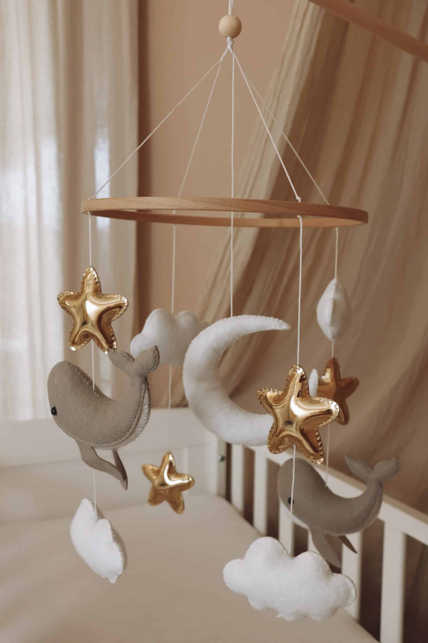 Handmade Little Whales baby mobile
