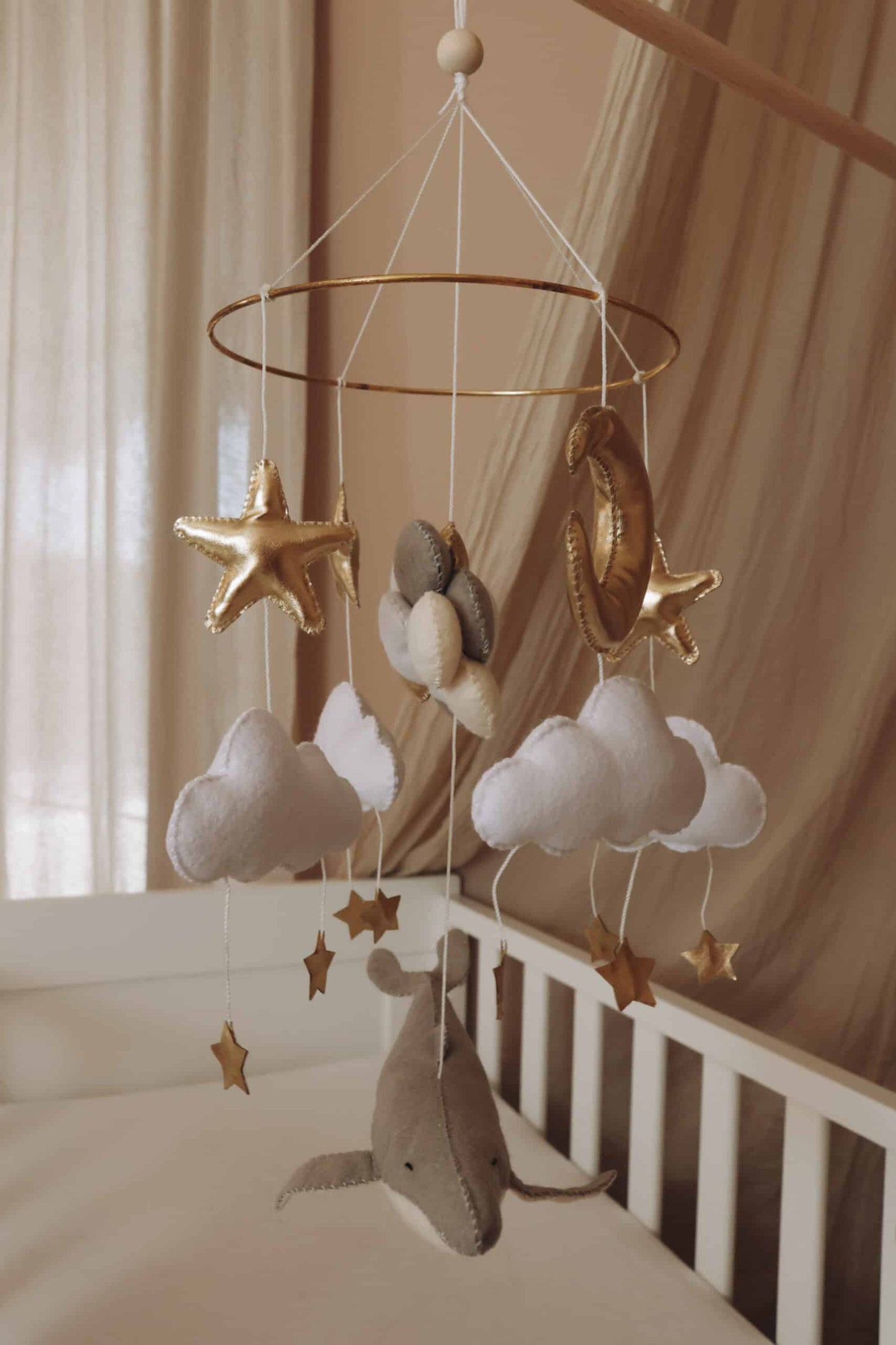 Handmade Whale & Balloons baby mobile