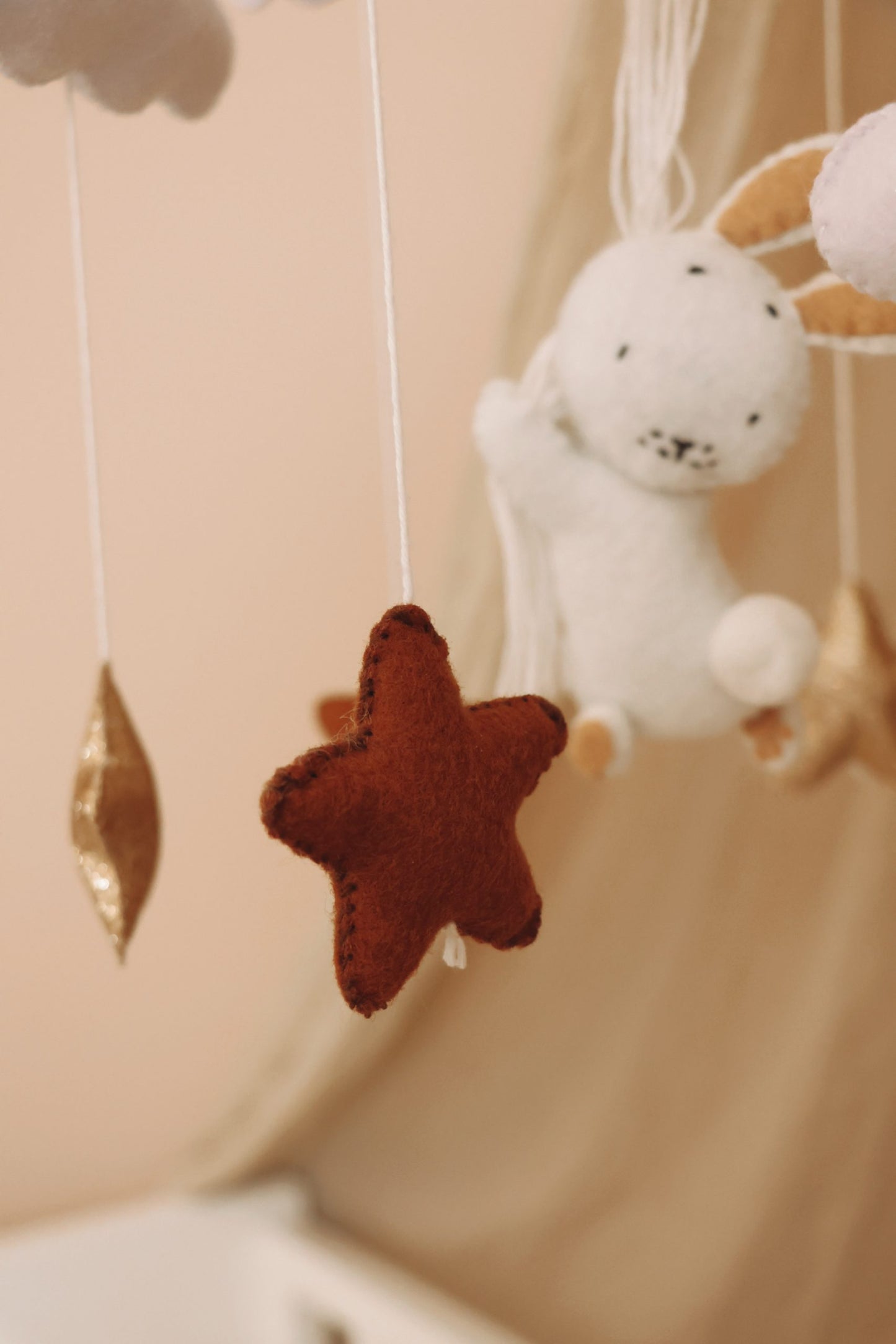 Handmade Bunny baby mobile  bordeaux