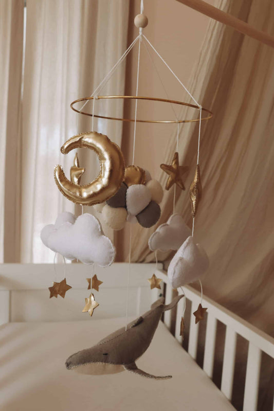 Handmade Whale & Balloons baby mobile