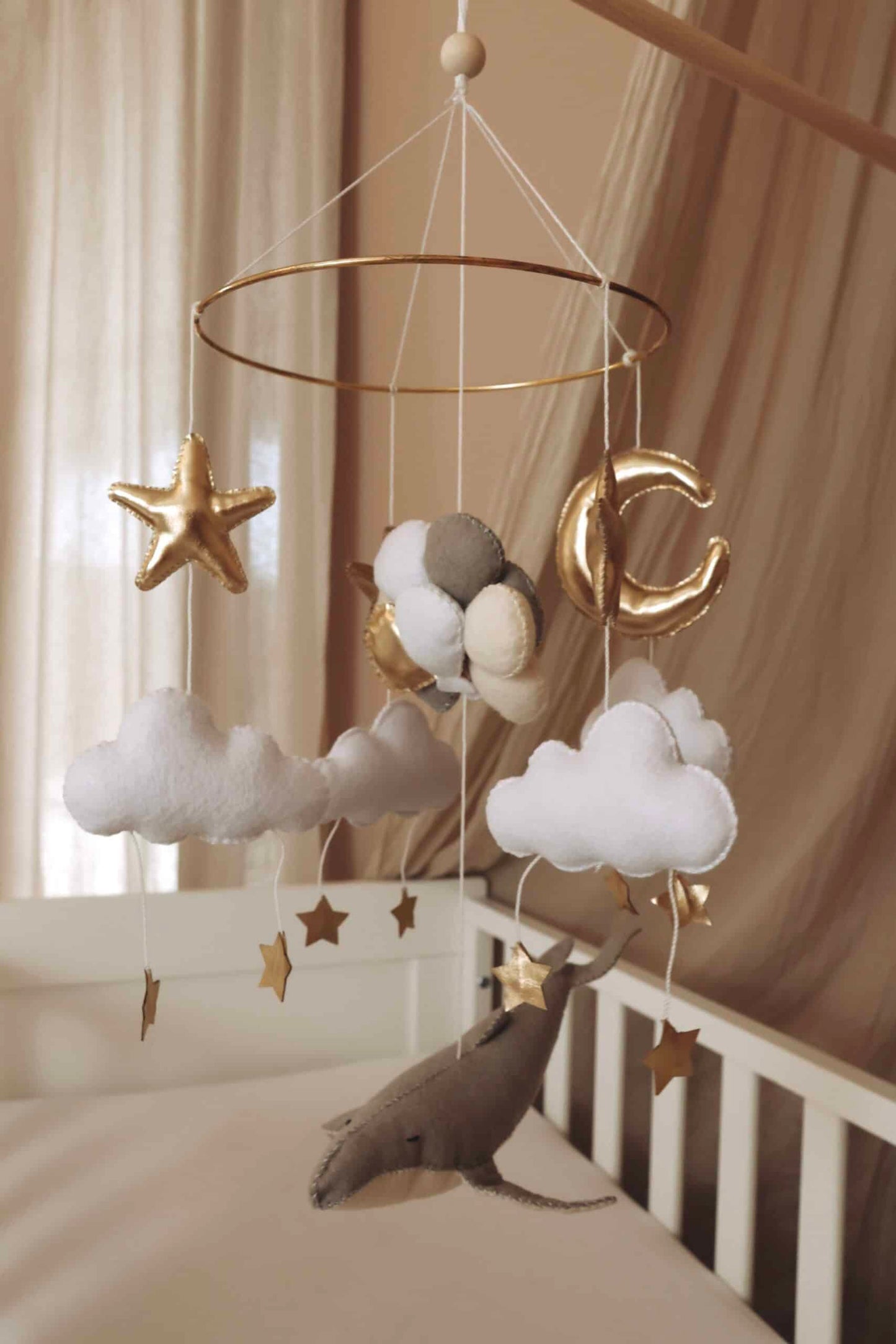 Handmade Whale & Balloons baby mobile