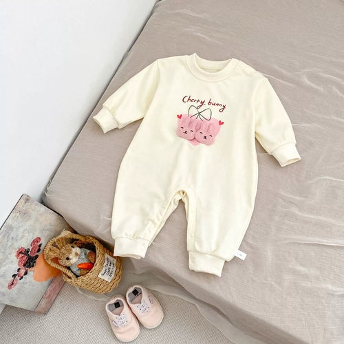 Autumn Arrival Baby Unisex Cartoon Long Sleeves Rabbits and Letters
