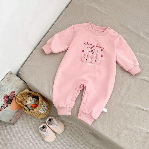 Autumn Arrival Baby Unisex Cartoon Long Sleeves Rabbits and Letters